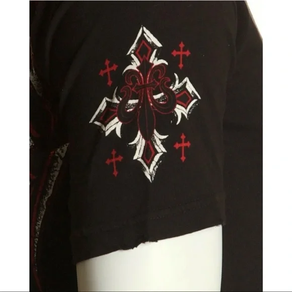 ARCHAIC by AFFLICTION Mens T-shirt Spine Wings Black Regular Fit S-4XL - Picture 9 of 9